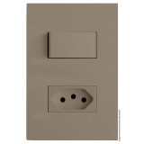 Conjunto 1 Interruptor Simples + 1 Tomada 20A 4x2 - RECTA FENDI SATIN FOSCO